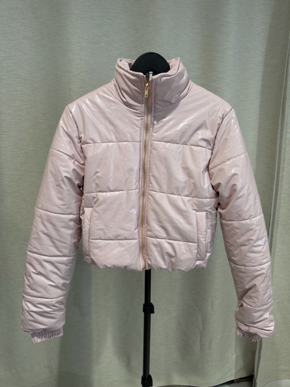 Light Pink Shiny Puffer Jacket